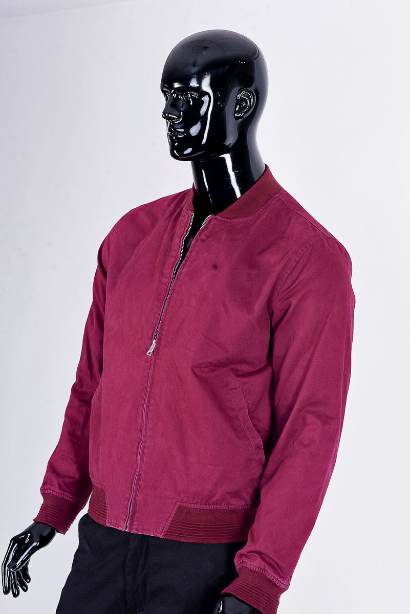 ASOS DESIGN lightweight bomber jacket in burgundy